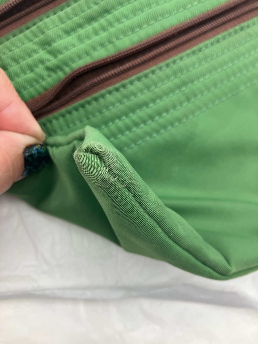 Dooney & Bourke Green Nylon Crossbody with Brown Leather Trim - Picture 10 of 10